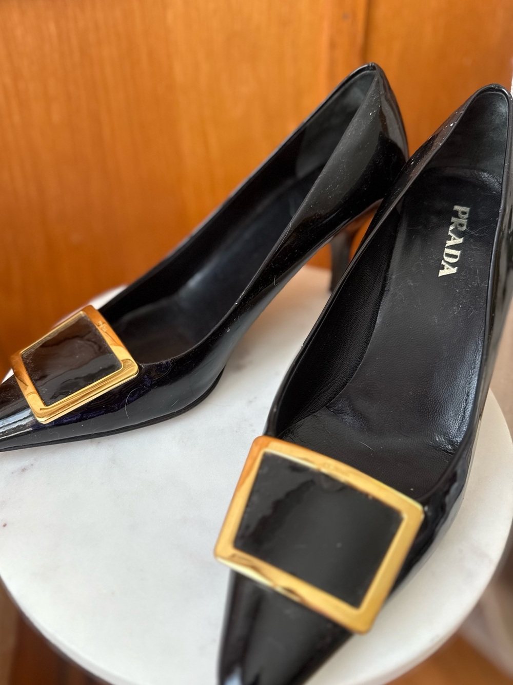Vintage Prada Patent Leather Buckle Pumps – Size 38